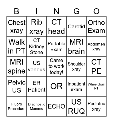 Radiology Week Bingo Card