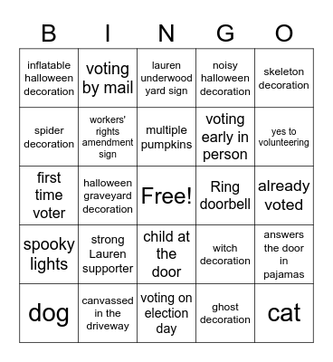 Door Bingo Card