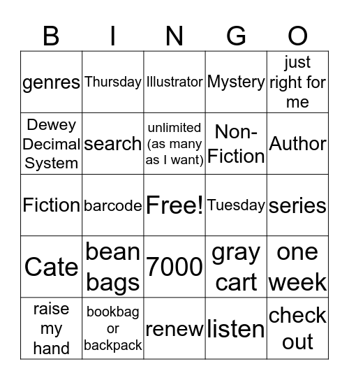 LIBRARY BINGO Card
