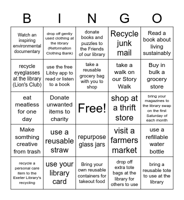 Sustainable BINGO Card