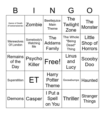 Halloween Bingo Card