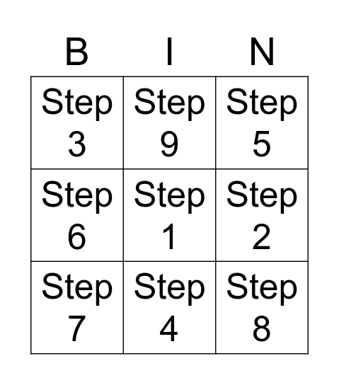 12 Step Bingo! Bingo Card