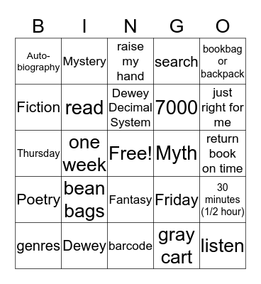 LIBRARY BINGO Card