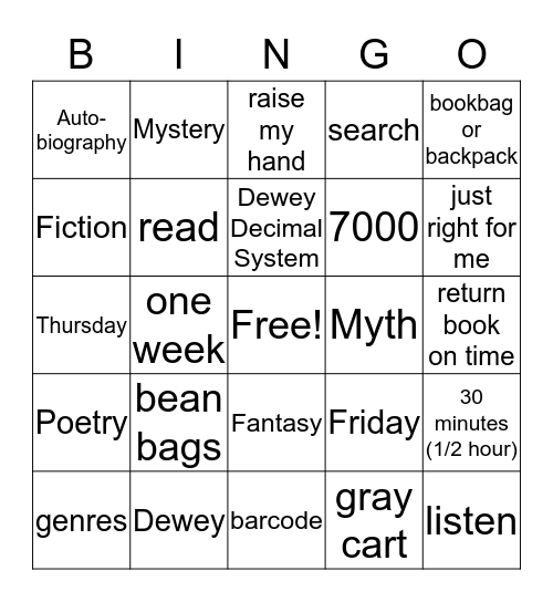 LIBRARY BINGO Card