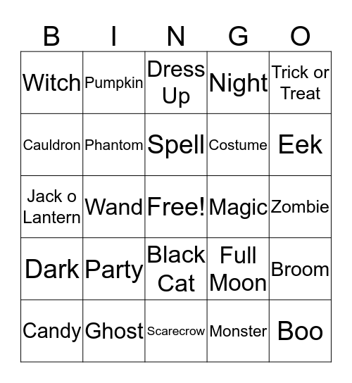 Happy Halloween Bingo Card