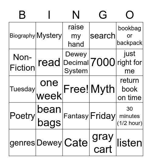 LIBRARY BINGO Card