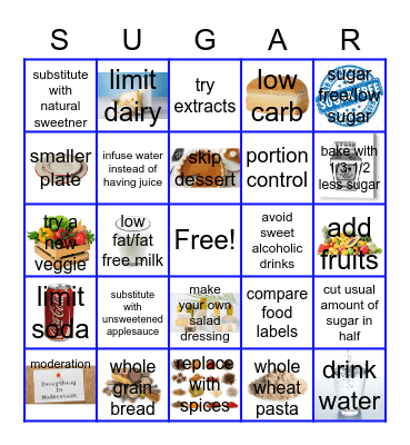 Limit Added Sugar Bingo Card