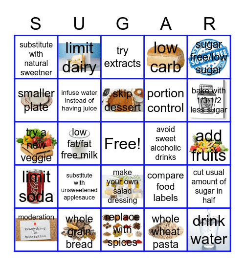 Limit Added Sugar Bingo Card