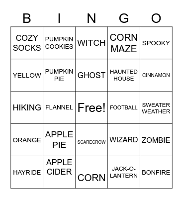 FALL Bingo Card