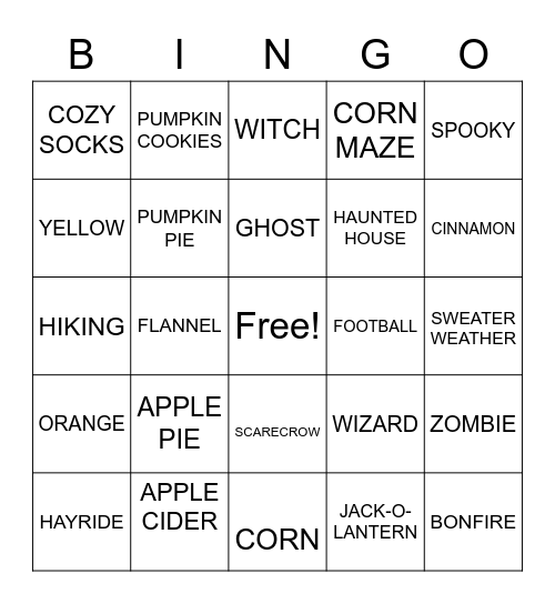 FALL Bingo Card