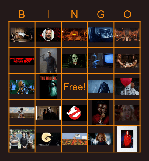 Halloween Movie Bingo Card