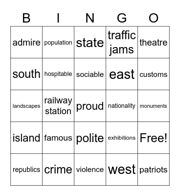 My country at a glance Bingo Card
