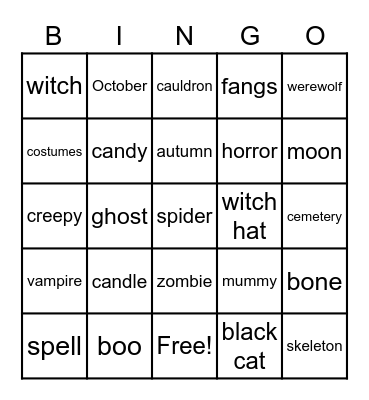 Halloween Bingo Card