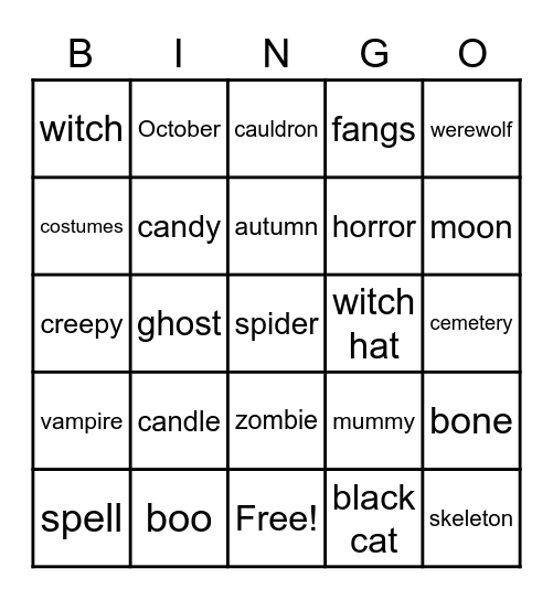 Halloween Bingo Card