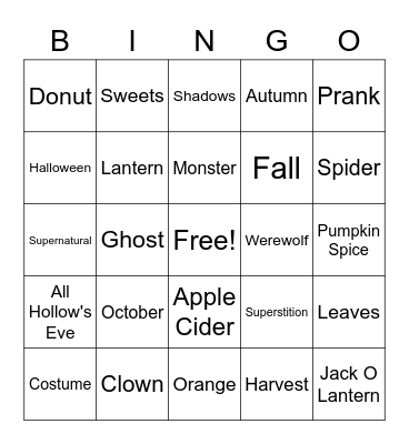 Delta Dental Fall Bingo Card