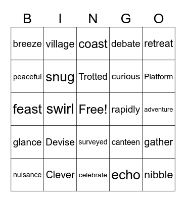 Vocabulary Bingo Card