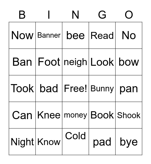 Consonant Review Bingo Card