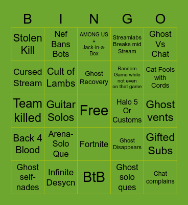 Ghost’s Stream Bingo Card