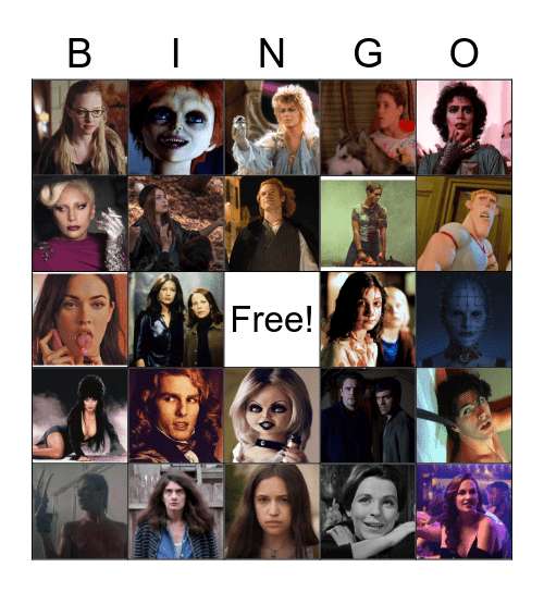 Queer Horror Icons Bingo Card