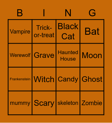 Halloween Bingo Card