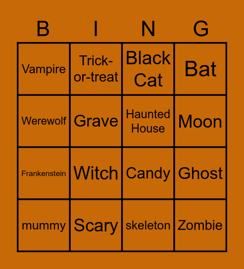 Halloween Bingo Card