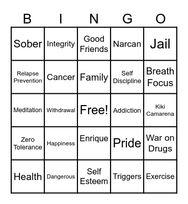 Red Ribbon Week Bingo Card