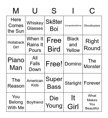 Family Olympics Bingo Card