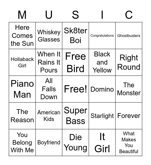 Family Olympics Bingo Card