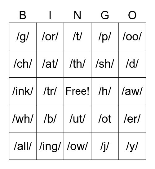 Sound Search Bingo Card