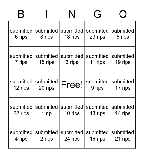 ripper bingo Card