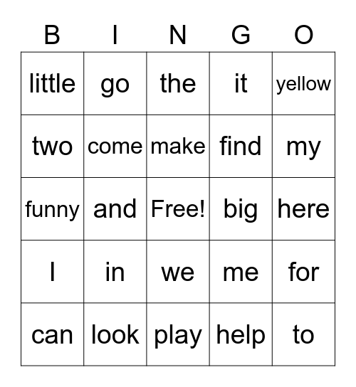 dolch-word-list-pre-primer-bingo-card