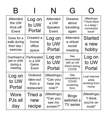 SSG / TBSM / Corp Dev / ERE United Way 2021 Campaign Bingo Card