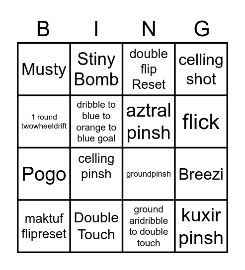 Rocklet Bingo Card