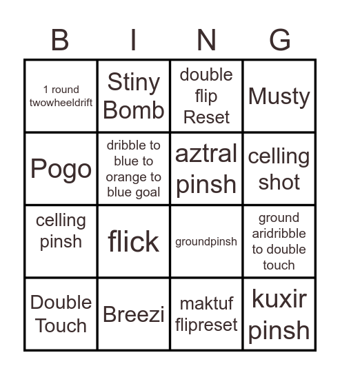 Rocklet Bingo Card