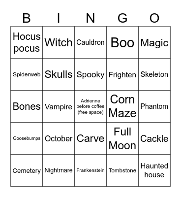All Things (Mostly) Spooky! Bingo Card