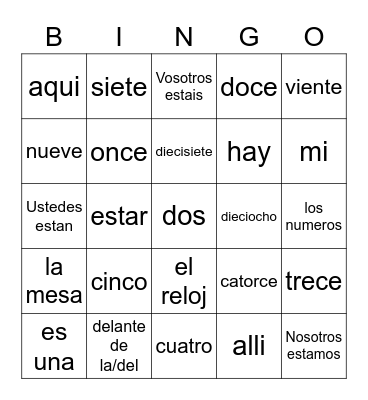 FOVA Lesson 9 Bingo Card