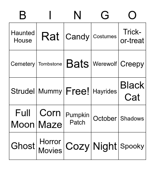 Spooktacular Bingo Card