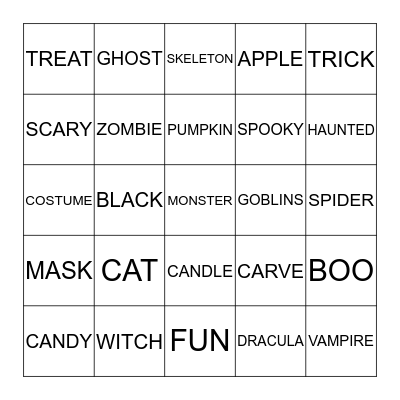 Halloween  Bingo Card