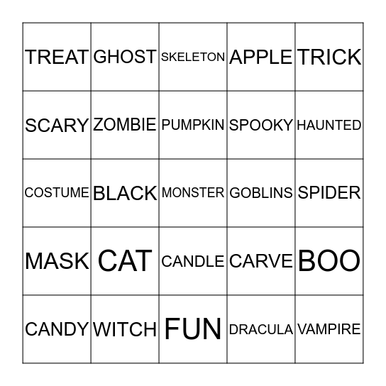 Halloween  Bingo Card