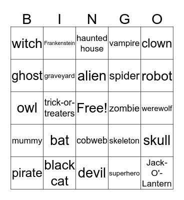 Halloween Bingo Card