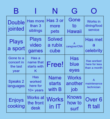 Get to know your coworkers!! Bingo Card