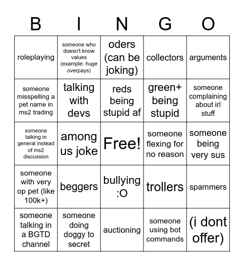 rumble studio discord (all chats you find must be from atleast 5 minutes ago) Bingo Card