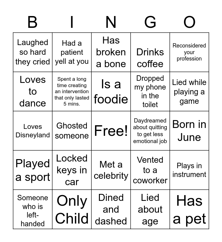 CONNECTION BINGO Card