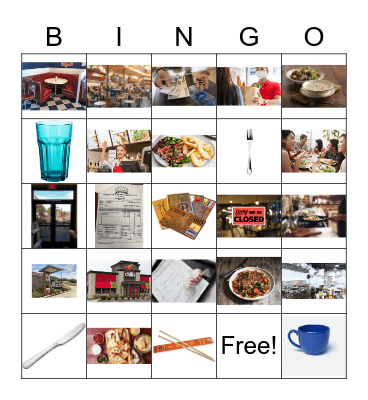Restaurant words Bingo Card