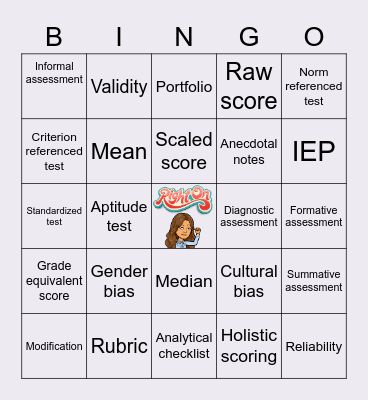 CATE 4033 Vocabulary Bingo Card