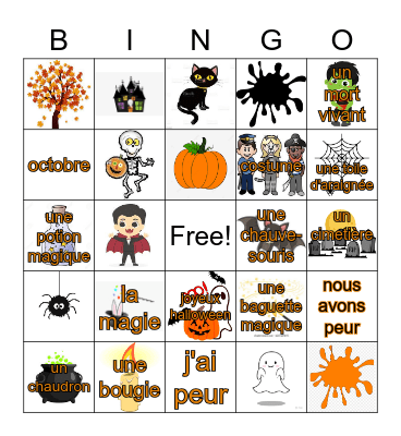 Halloween - French Bingo Card