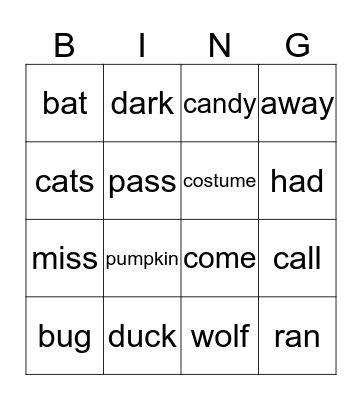 Halloween & Review Bingo Card