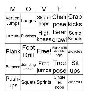 FITNESS BINGO Card