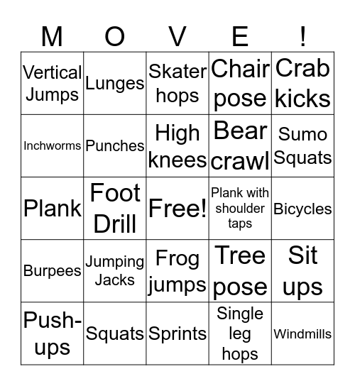 FITNESS BINGO Card