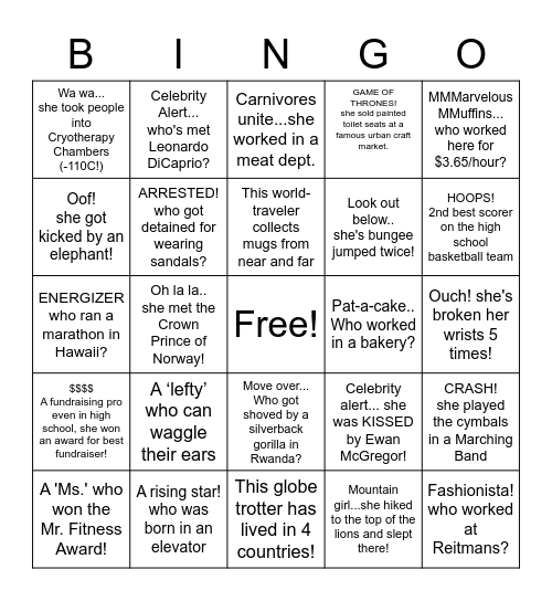 LGHF Foundation Bingo Card